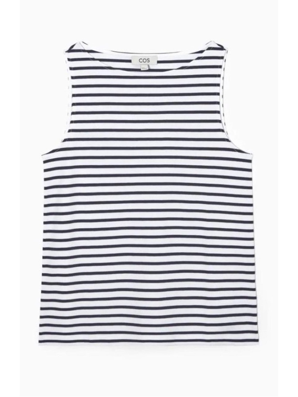 COS Navy & White Striped Sleeveless Boatneck Top